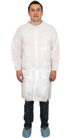 The Safety Zone® M1734-2XL-E/W Polypropylene Lab Coat