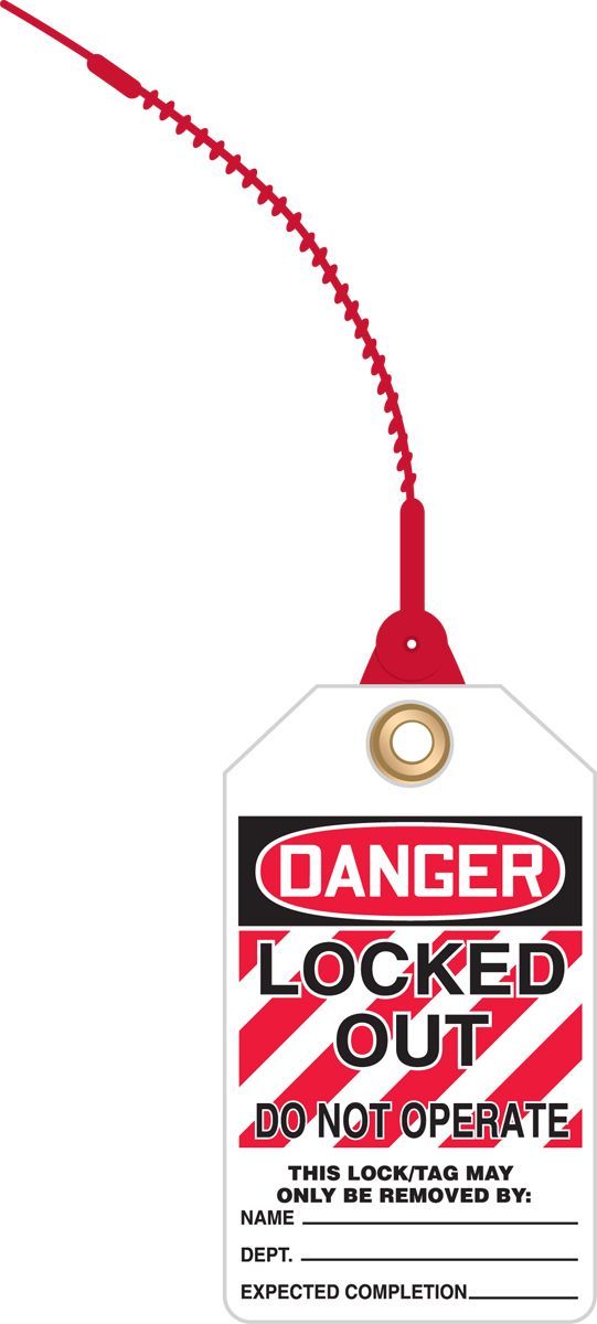 AccuformNMC™ TAK639 Loop 'n Lock™ Tie Tag: DANGER LOCKED OUT DO NOT OPERATE (LOTO)