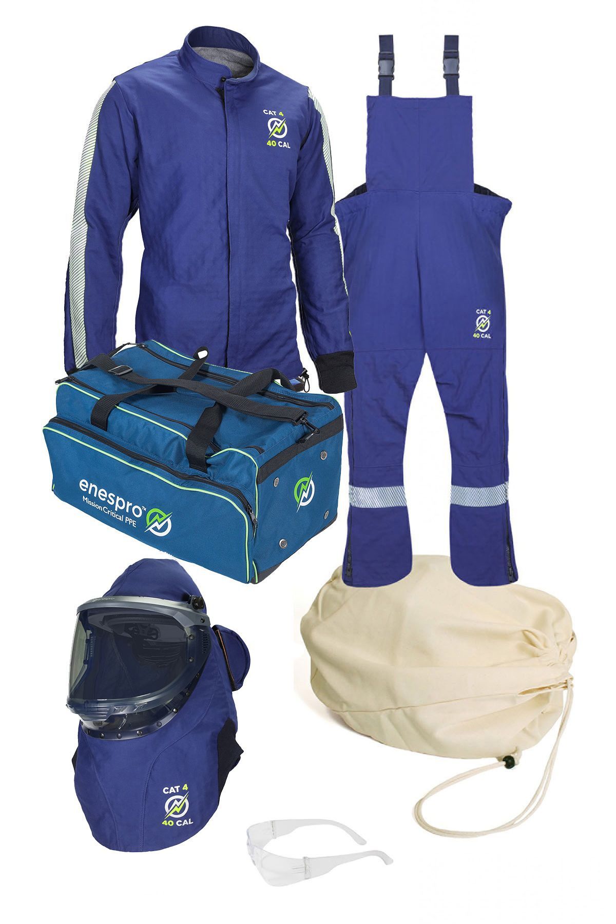 Enespro® ARC40KITFANNG-GB/2XL AGP 40 Cal Arc Flash Kit With Lift Front Hood & Fans Without Gloves With Premium Gear Bag