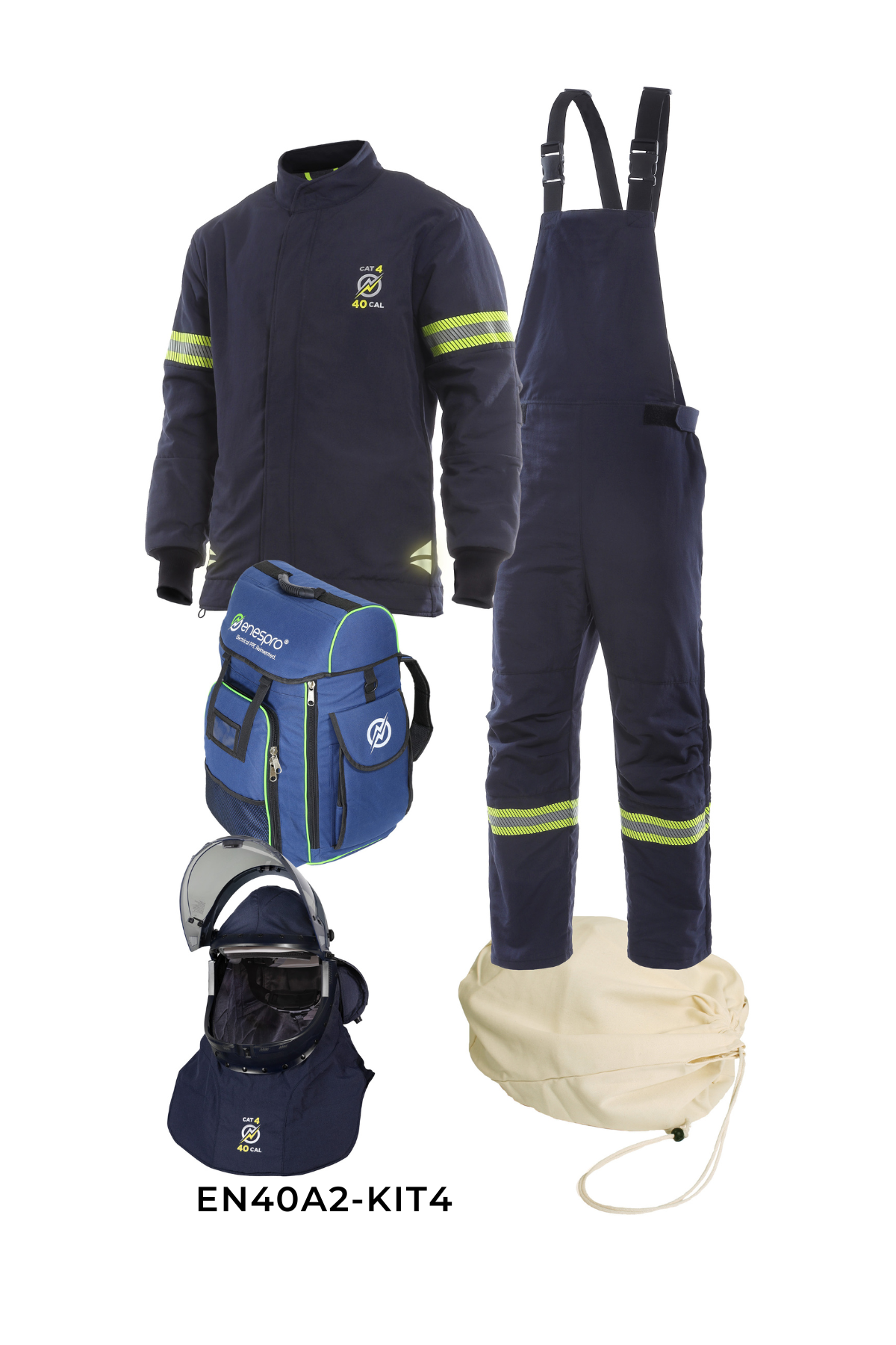 Enespro® EN40A2-KIT4/2XL AirLite Ascend™ 40 Cal Arc Flash Kit with Dual Fan Lift Front Hood & Premium Backpack
