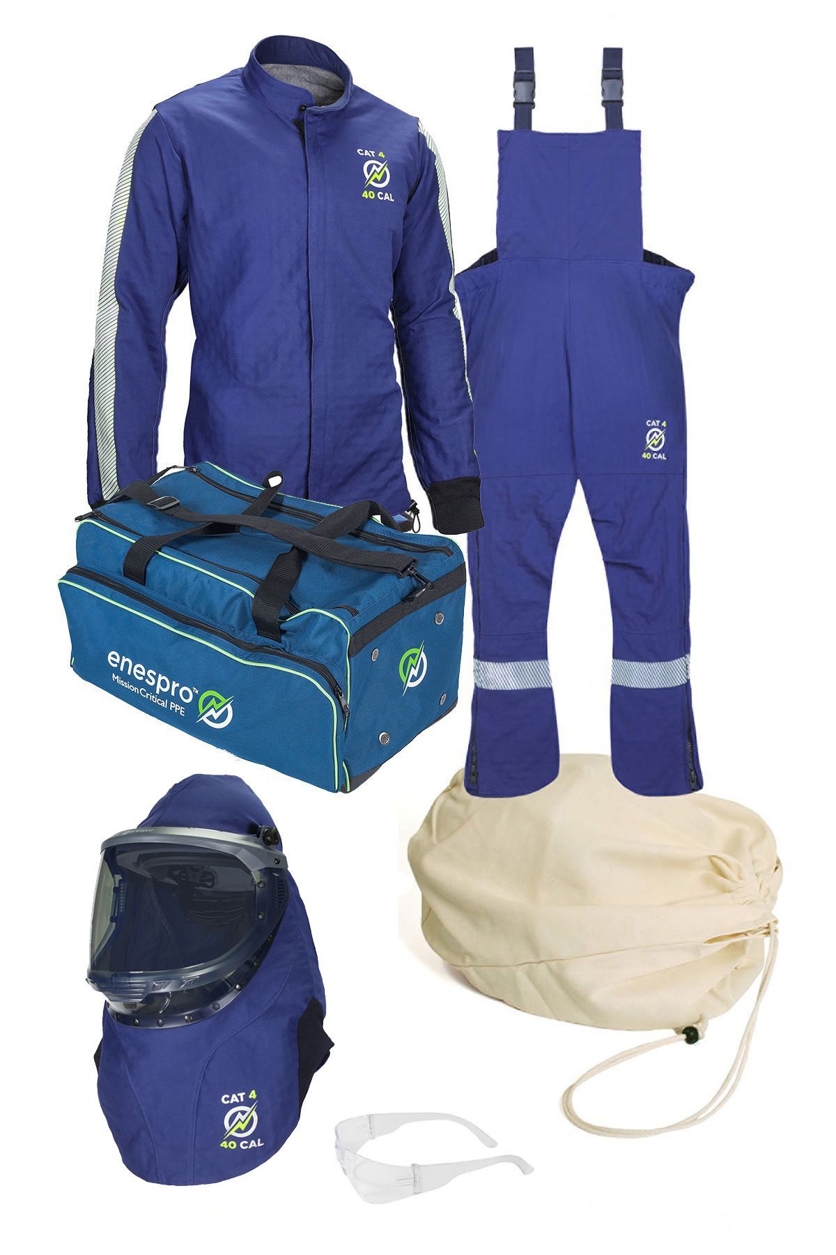 Enespro® ARC40KITNG-GB/2XL AGP 40 Cal Arc Flash Kit With Lift Front Hood Without Gloves with Premium Gear Bag