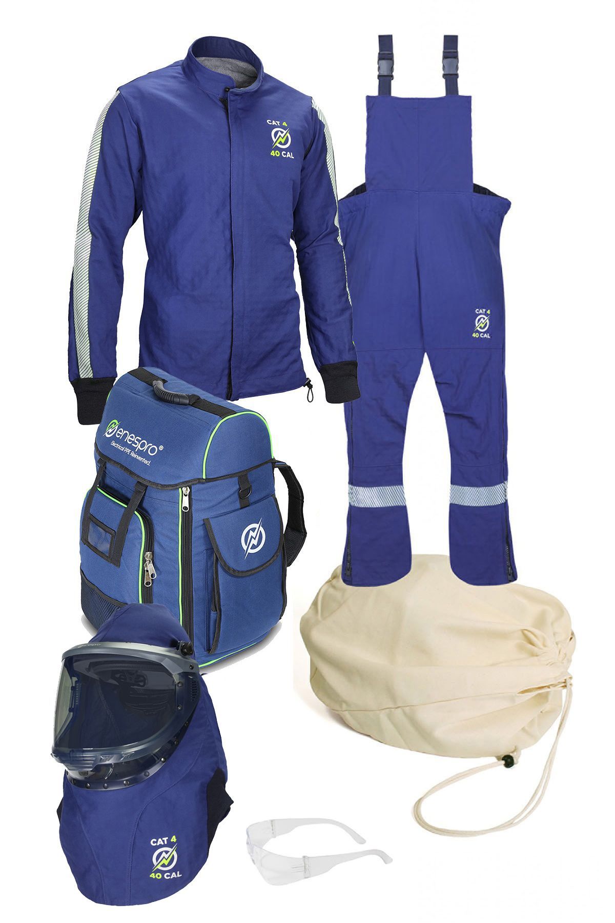 Enespro® ARC40KITNG-BP/2XL AGP 40 Cal Arc Flash Kit With Lift Front Hood Without Gloves with Premium Backpack