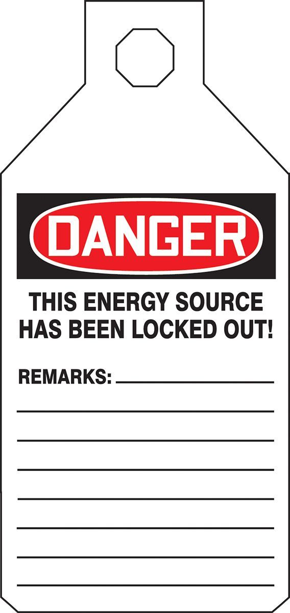 AccuformNMC™ STOPOUT® KDD166 Tab Tag: DANGER LOCKED OUT DO NOT OPERATE (LOTO)