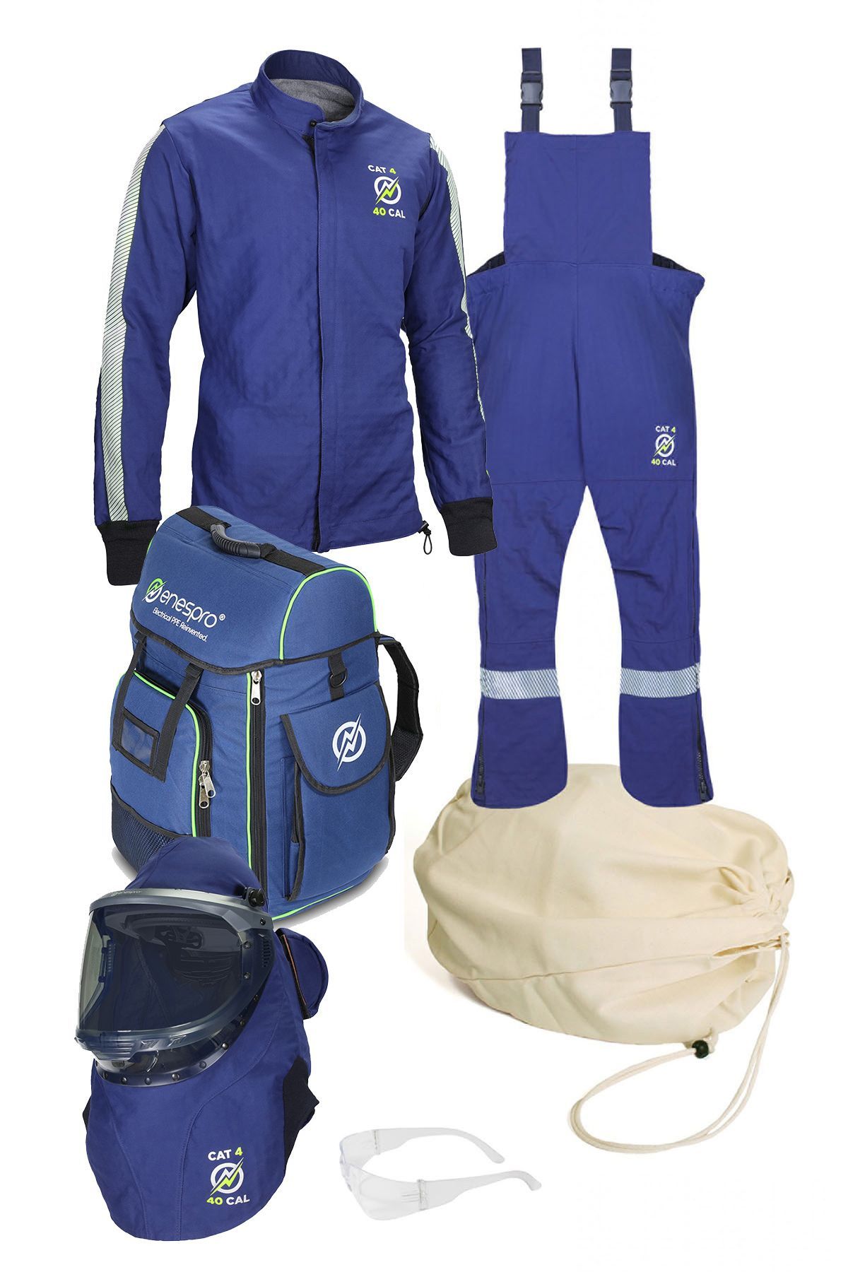 Enespro® ARC40KITFANNG-BP/2XL AGP 40 Cal Arc Flash Kit With Lift Front Hood & Fans Without Gloves With Premium Backpack