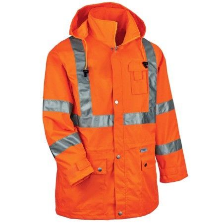 Ergodyne® GloWear® 8365-O/2XL Class 3 Hi-Viz Rain Jacket