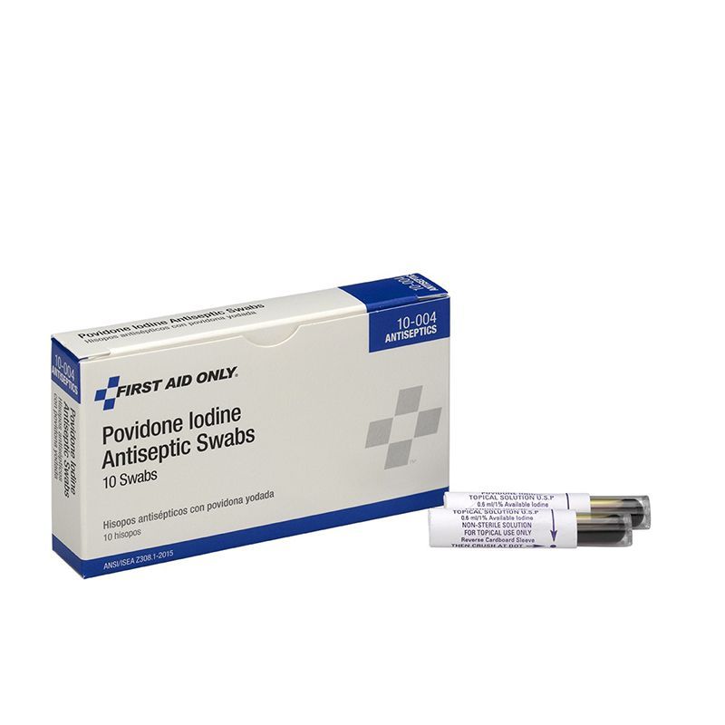 First Aid Only® 10-004 Antiseptic Povidone PVP Iodine Swabs
