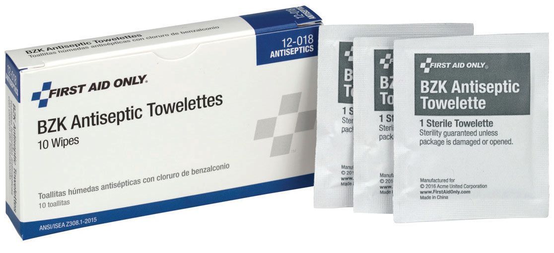 First Aid Only® 12-018 BZK Antiseptic Wipes