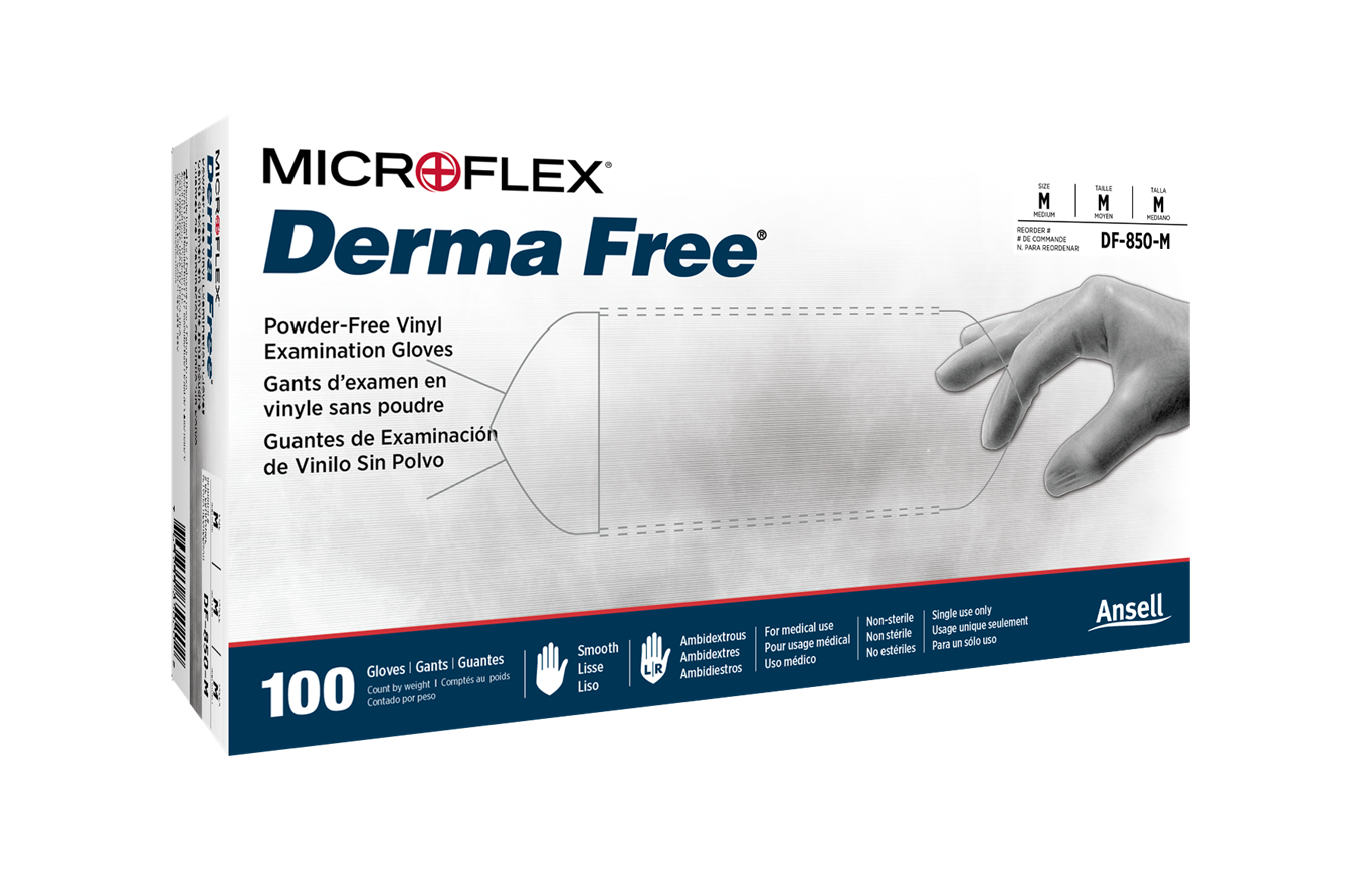 Ansell® Microflex® DF-850/L Derma Free™ Vinyl Disposable Gloves