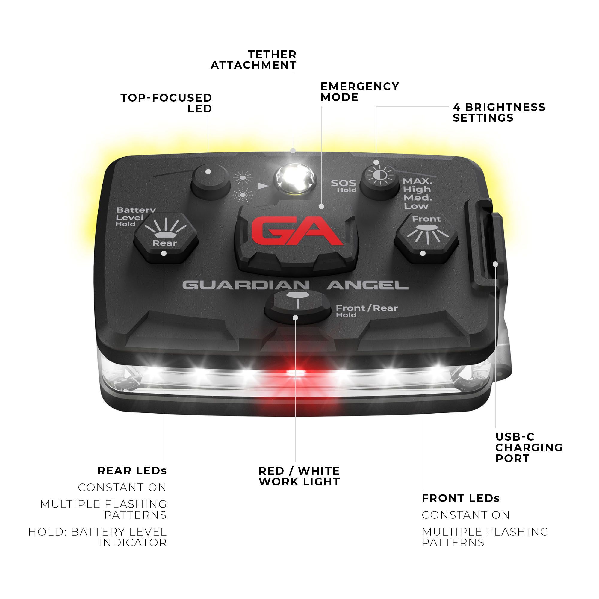 Guardian Angel™ Elite Series™ ELT-W/Y White/Yellow Wearable Safety Light