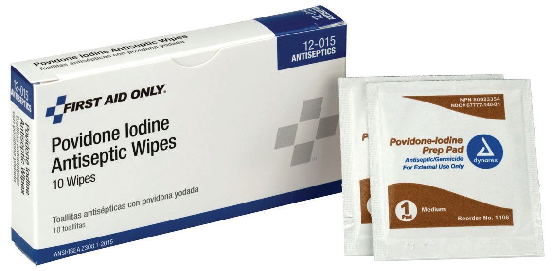 First Aid Only® 12-015 PVP Iodine Wipes