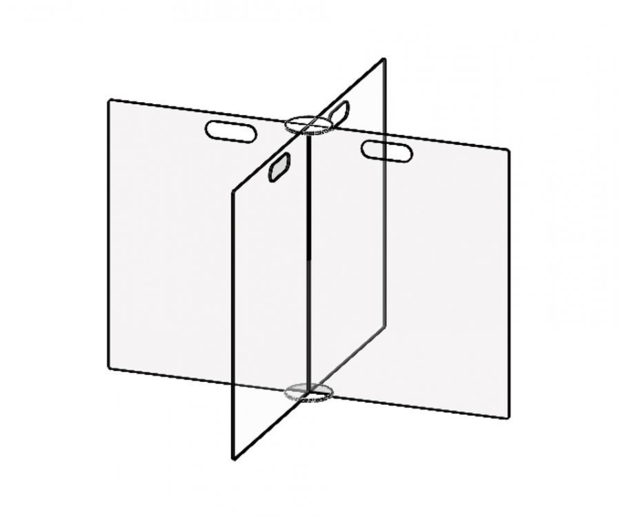 AccuformNMC™ Accu-Shield™ PRL400 SG Clear Barrier Panel: 4-Way Table Divider