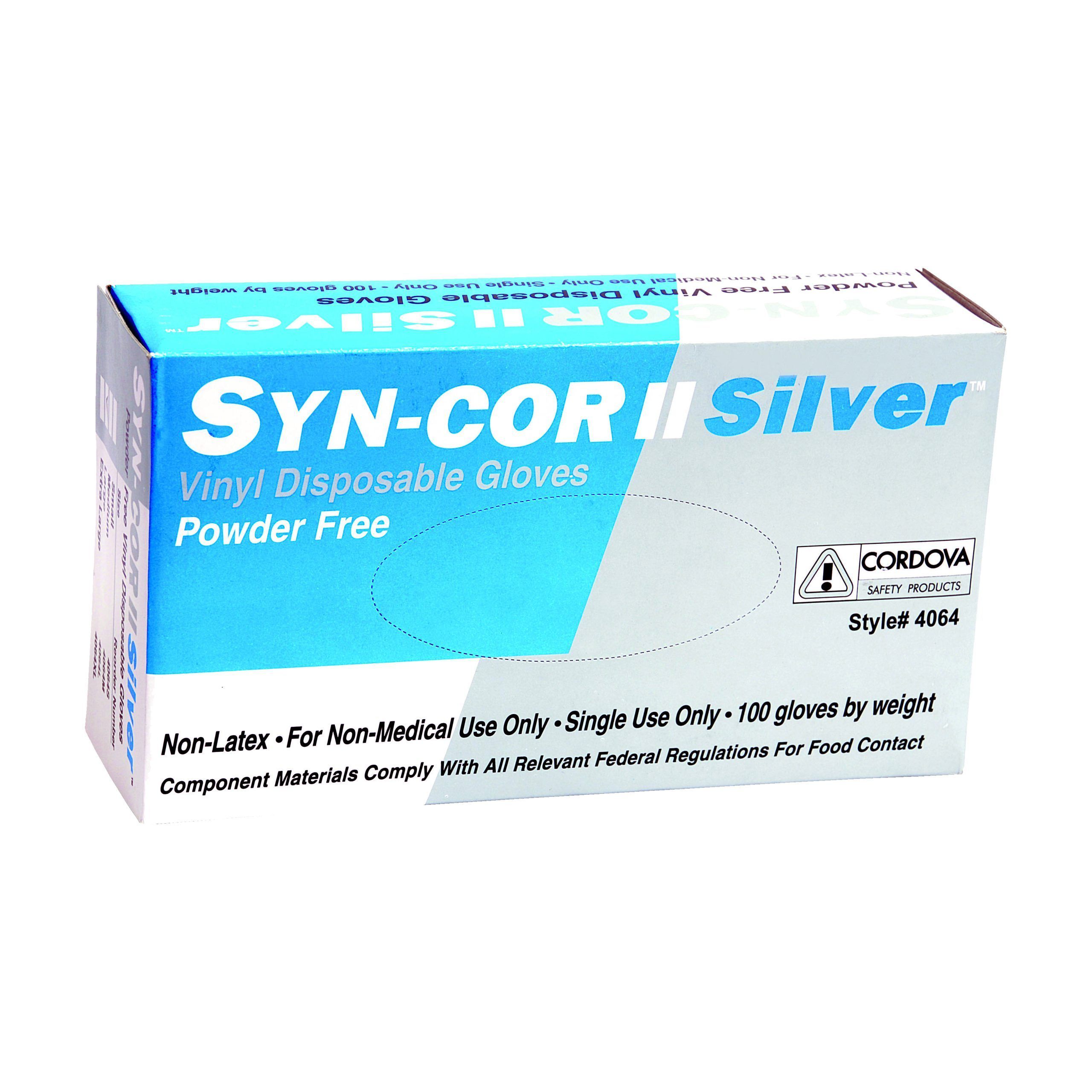 Cordova Safety Syn-Cor Silver II™ 4064/L Vinyl Disposable Gloves