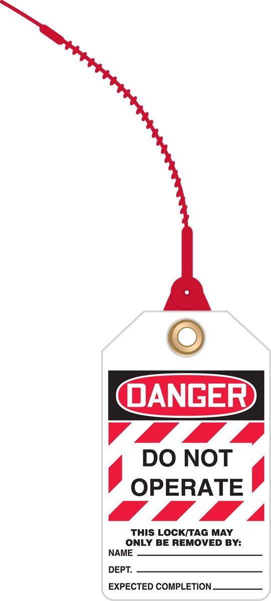 AccuformNMC™ TAK631 Loop 'n Lock™ Tie Tag: DANGER DO NOT OPERATE - THIS TAG MAY ONLY BE REMOVED BY (LOTO)