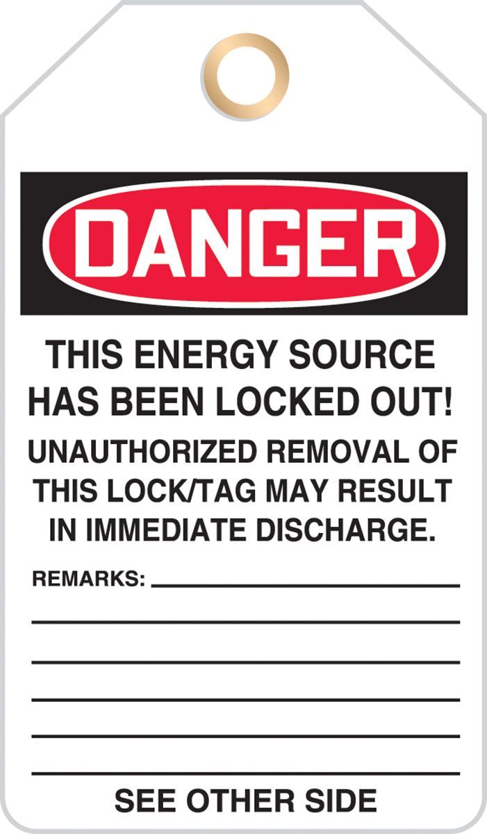 AccuformNMC™ TAK631 Loop 'n Lock™ Tie Tag: DANGER DO NOT OPERATE - THIS TAG MAY ONLY BE REMOVED BY (LOTO)