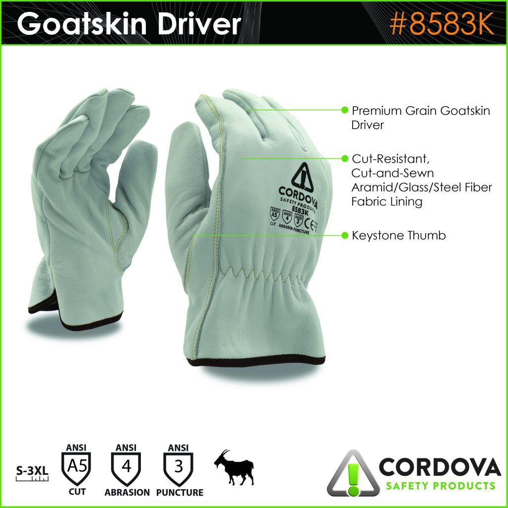Cordova Safety 8583K/2XL Leather Driver's Gloves