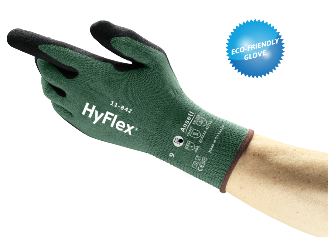 Ansell® HyFlex® 11-842/10 General Purpose Coated Green Gloves
