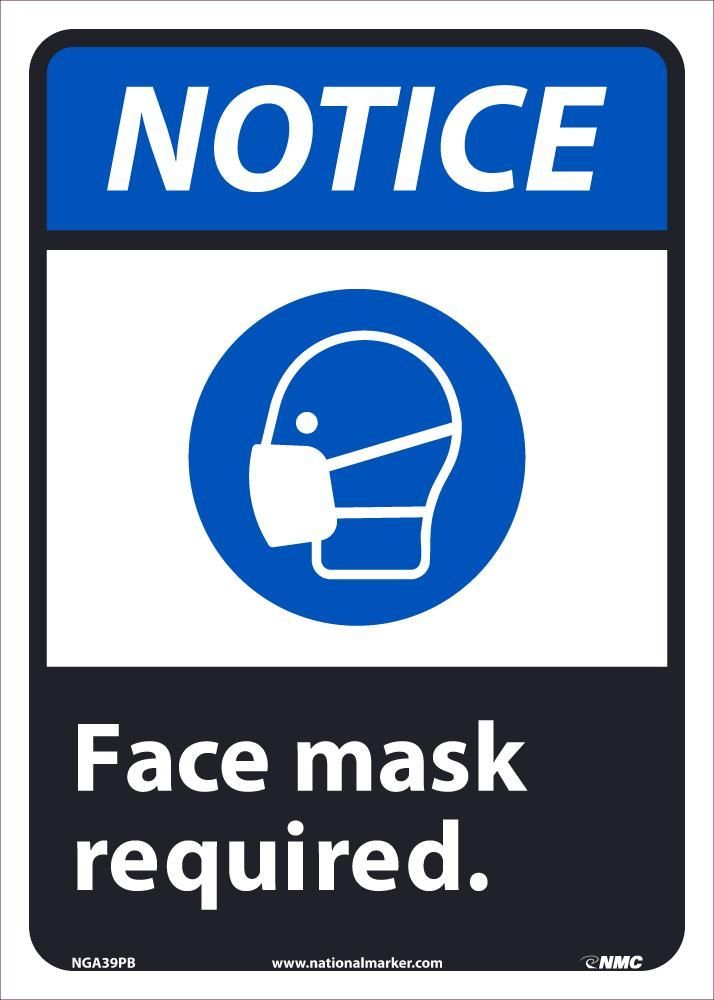 AccuformNMC™ NGA39PB Safety Sign: Notice Face Mask Required