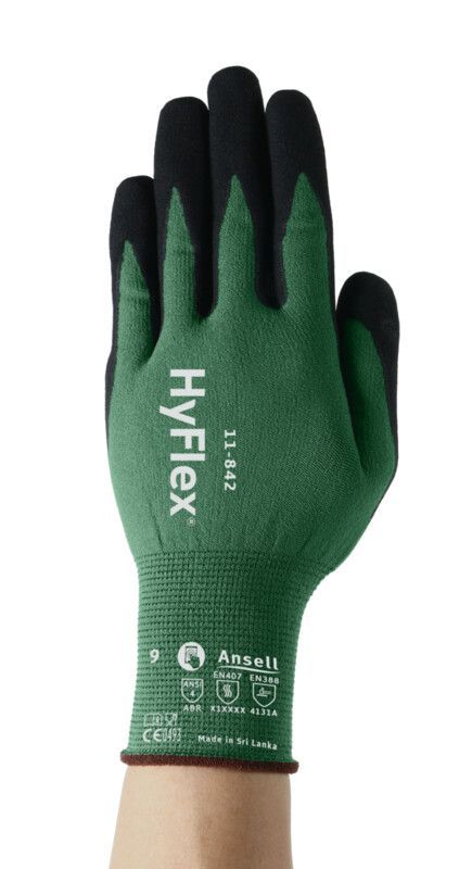 Ansell® HyFlex® 11-842/10 General Purpose Coated Green Gloves