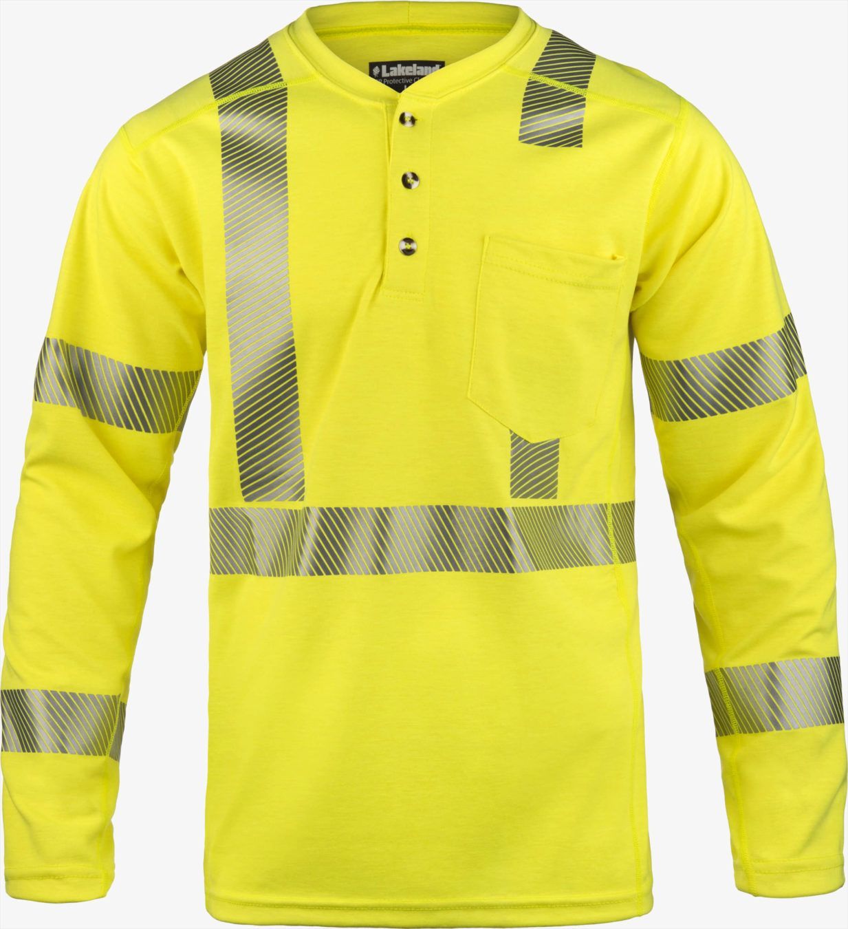 Lakeland Fire + Safety HSAT-29RT/2XL High-Performance FR Class 3 Hi-Viz Men's Long Sleeve Knit Henley