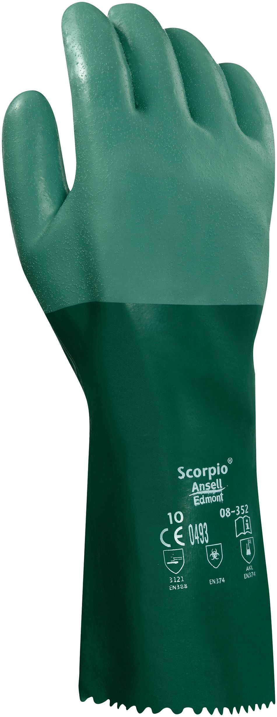 Ansell® Scorpio® 8-354/10 Neoprene-Coated Chemical-Resistant Gloves